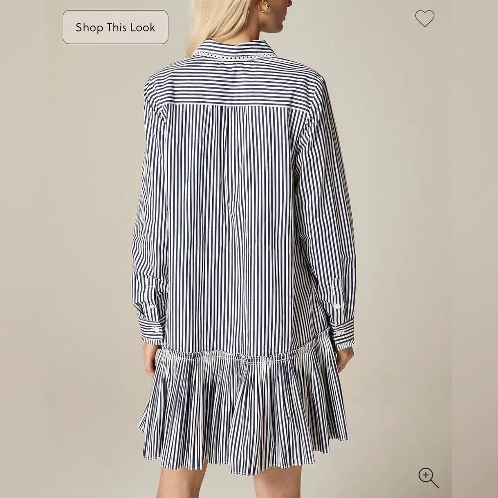 J. Crew Amelia long-sleeve shirt-dress in striped cotton poplin Small NWT